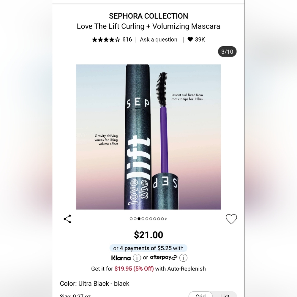 Sephora Black and Purple Lift Mascara